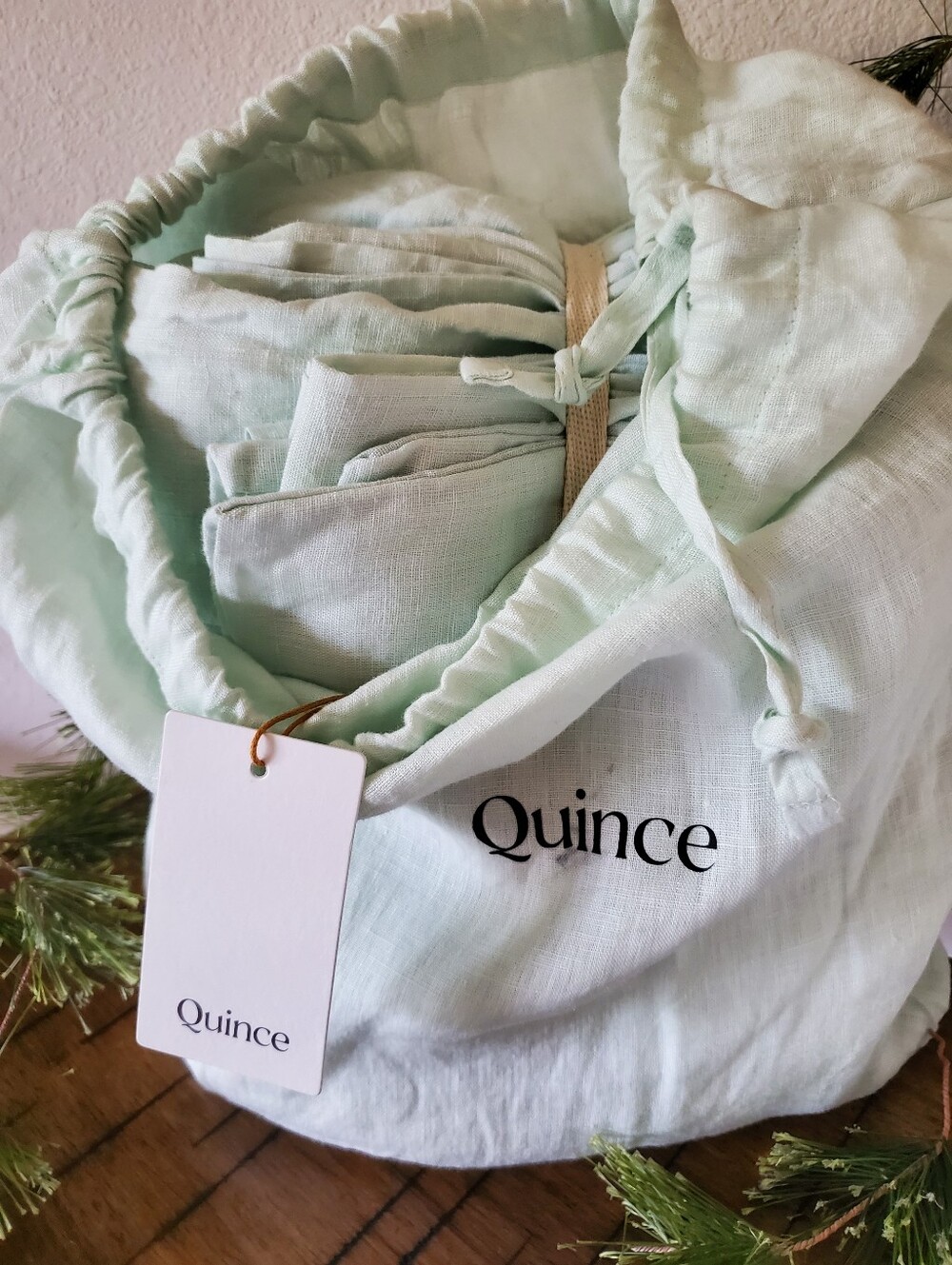 Quince 100% European Linen Sheet Set Standard Mint Pastel Green 4 Pc